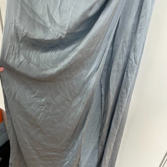 NWT Reformation Barrow Maxi Silk Dress Strapless Size 12 in Mineral Blue - Picture 4 of 7